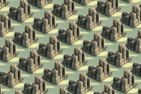 Repetition concept, city blocks