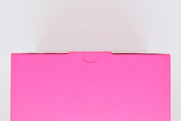 pink paper box on white background, package for design