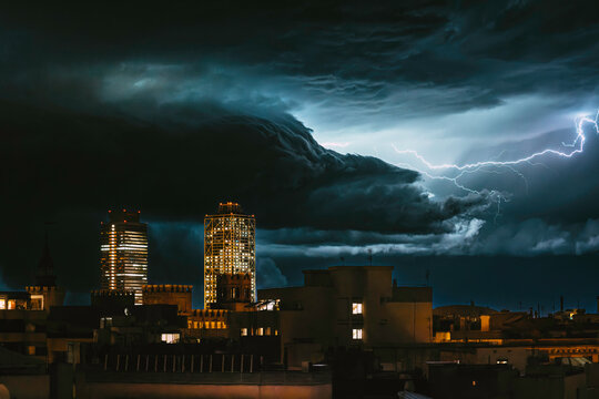 Lightning over the city