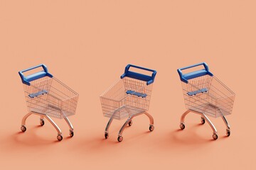 Shopping cart 3d pattern.