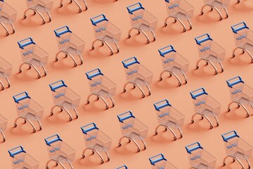 Shopping cart 3d pattern.