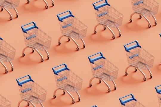 Shopping cart 3d pattern.