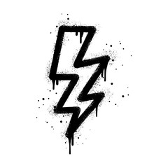 Spray painted graffiti Electric lightning flash, Lightning bolt in black over white. Drops of sprayed thunder bolt symbol. isolated on white background. vector illustration