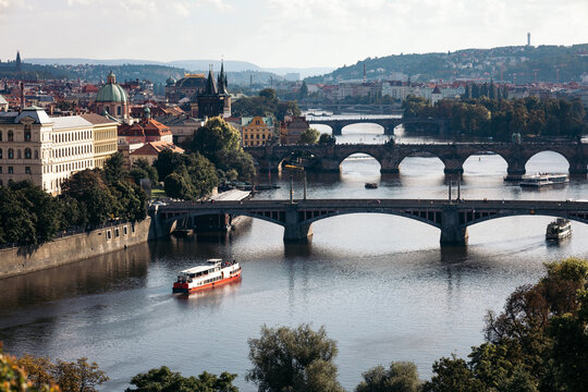 View of the bridges of Prague