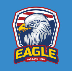 Bald eagle head with USA badge logo
