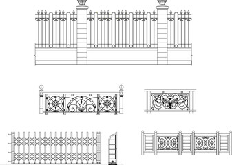 Obraz premium sketch vector illustration of an ancient and antique classic iron fence