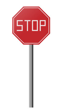 Road Stop Sign With Column Png