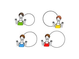 女性上半身セット　吹き出し　セリフ