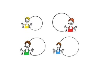 女性上半身セット　吹き出し　セリフ