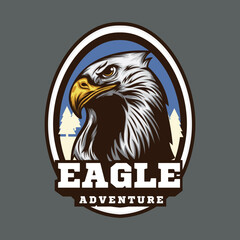 Outdoor logo style with bald eagle