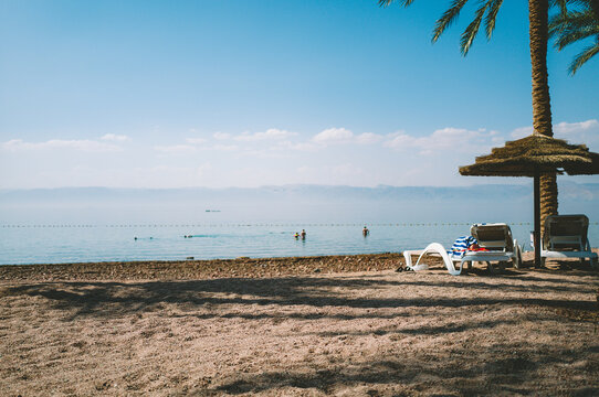 The beach at Tala Bay in Aqaba, Jordan.