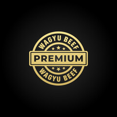 Fototapeta na wymiar wagyu beef seal vector or wagyu beef label vector isolated on black background. Premium wagyu beef label for the best product. Elegant wagyu beef seal for original meat from japan.