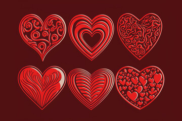Fototapeta na wymiar Red heart shaped illustration vector art, great for valentines day, textile, background, wallpapers