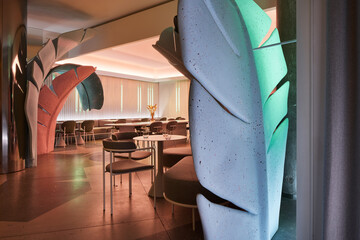 Futuristic interior of modern restaurant