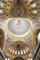 Fototapeta na wymiar ceiling in Naval Cathedral of St. Nicholas (Kronstadt) July 2022
