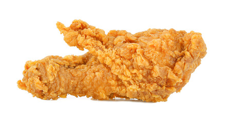 Fried chicken wing isolated on white background.