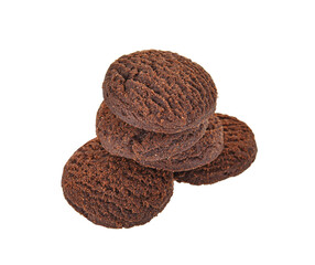 Chocolate cookies isolated on white background