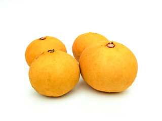 Ripe organic yellow santol Sweet and sour fruit that can be used to cook a variety of dishes both savory and sweet It is high in vitamin C which is beneficial to the body.  put on a white background.