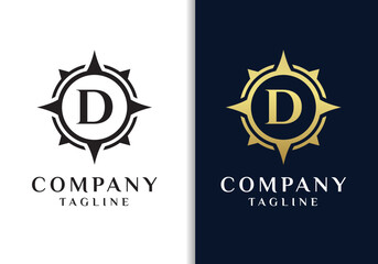 Letter D compass logo design vector image