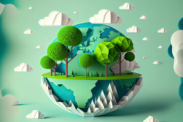 innovative Poster Or Banner Of World Environment Day with low poly tree