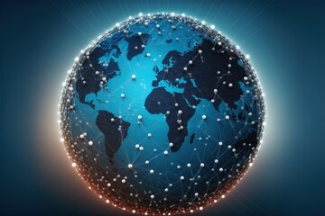 Global networking, digital world created with generative ai technology 