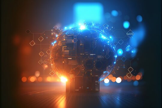 Global networking, digital world created with generative ai technology 