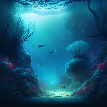 under water real animation images. 3D illustration.