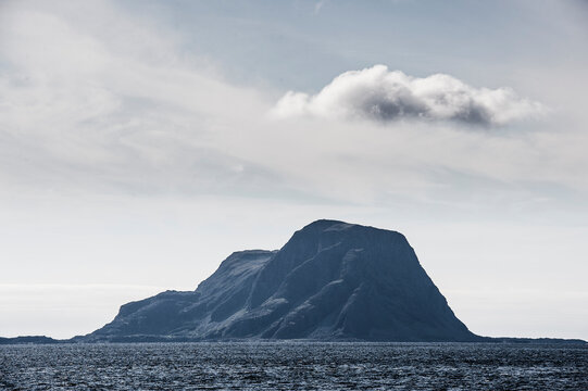 Mountain Rising From Ocean Along The Norwegian Coast