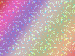 The abstract background illustration contains mixed English words.