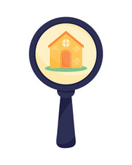 searching house with magnifying glass