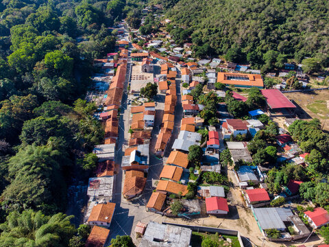 General aerial photo of the town of Chuao, in Aragua state, Venezuela.