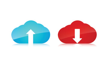 Obraz premium File Upload and Download shining vector element design.