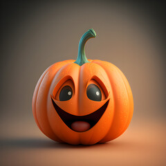 Happy halloween pumpkin cartoon made with generative AI