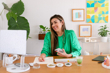 Wellness coach woman entrepreneur working at office