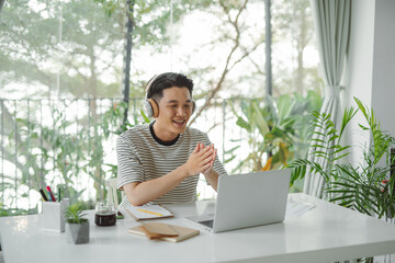 Remote distant online communication technologies concept.