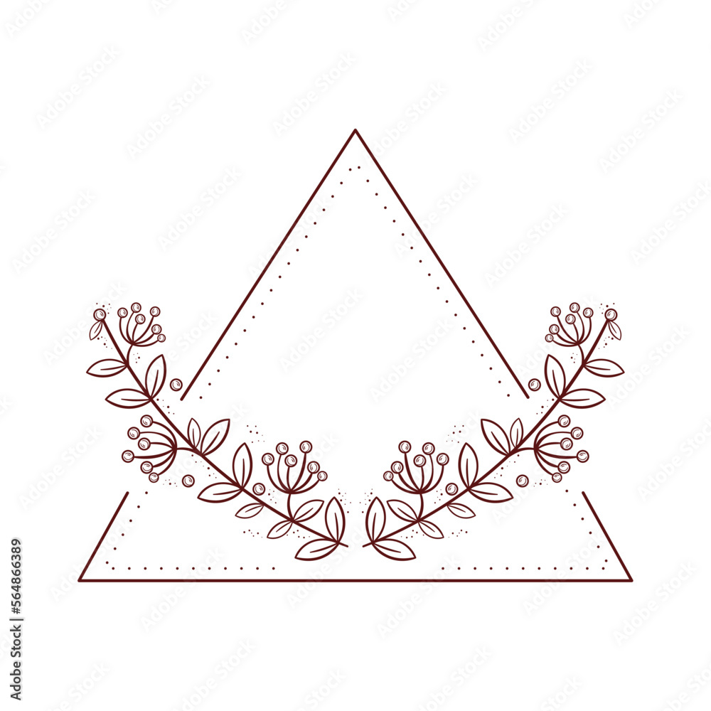 Sticker leafs foliage triangle frame