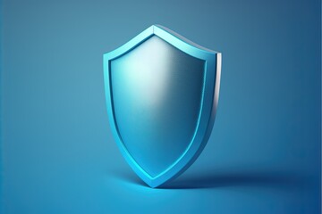 Blue antivirus shield illustration on blue background. Generative AI