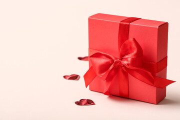 Beautiful gift box isolated on white background. Valentine's Day celebration
