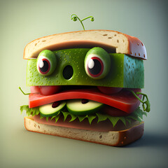 Funny cartoon sandwich made with generative AI