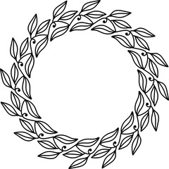 Handdrawn leaves frame outline