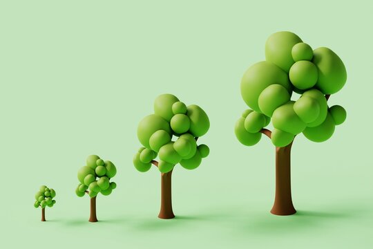 3d trees on a green background