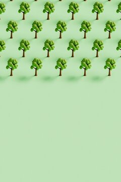 3d trees on a green background