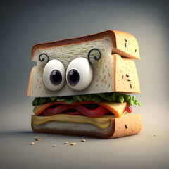 Cartoon sandwich character made with generative AI
