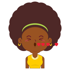 afro woman in love face cartoon cute