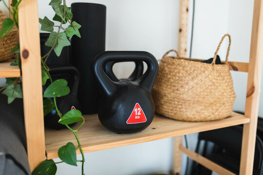 Shelf with kettlebell