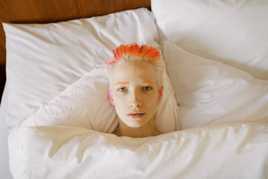 portrait of woman suffering during menstruation period 