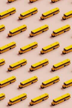 Classic yellow school bus 3d pattern.