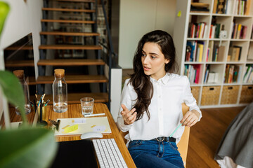 Woman working from her apartment