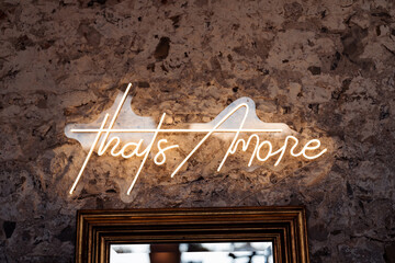 Neon love sign in a room