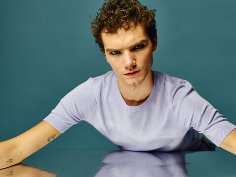 Man with mirror table